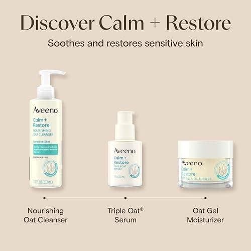 Aveeno Calm + Restore Nourishing Oat Cleanser, Daily Hydrating Facial Cleanser & Face Wash for Sensitive Skin, Non-Foaming, Hypoallergenic, Non-Comedogenic, Fragrance-Free, with Feverfew, 7.8 fl oz thumbnail 8
