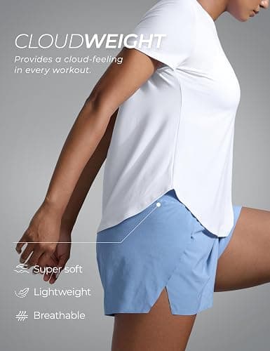 CRZ YOGA Cloudweight Workout Tops for Women Lightweight Athletic Short Sleeve Shirts Gym Running Side Slit T-Shirts thumbnail 2
