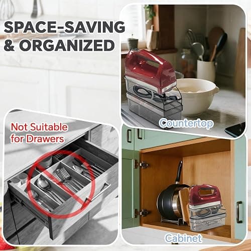 Hand Mixer Storage Case for KitchenAid KHM5/KHM6/KHM7/KHM9 Series Ultra Power Speed Hand Mixers, Double layer Crylic Transparent Storage Box (Hand Mixer Not Included) (Storage Case) thumbnail 8