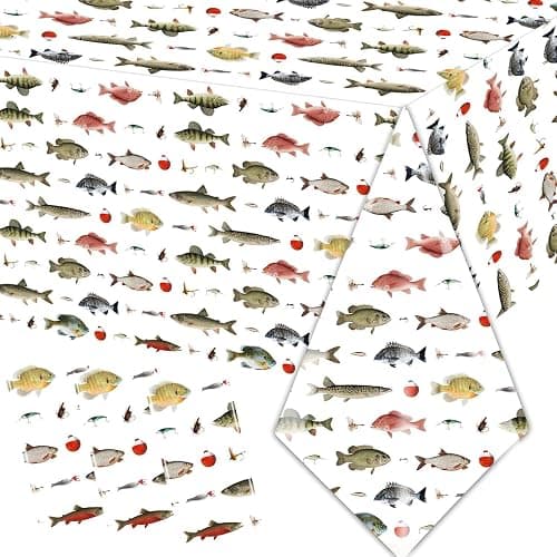Vyntrago 3PCS Fishing Table Cloth, Plastic Party Tablecloth Decorations (54" x 108") Disposable Fish Party Supplies Table Cover, for Little Fisherman Decorations, Birthday - Image 1