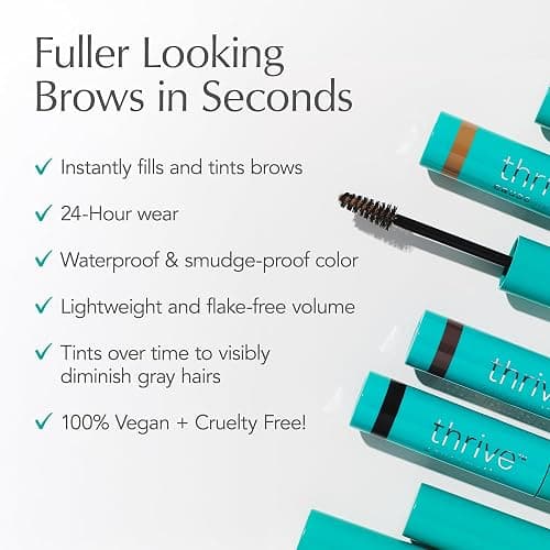 Thrive Causemetics Instant Brow Fix Semi-Permanent Eyebrow Gel, Waterproof Tinted Eye Brow Gel with Vitamin B5, Smudge-Proof, Long Lasting Definition, Vegan & Cruelty Free, Audrey (Medium Brown) thumbnail 2