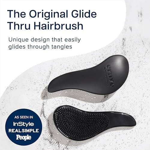 Crave Naturals Biggie Glide Thru Hair Brush - Detangler Brush for Curly, Straight, Wet or Dry Hair - Gentle Detangling Brushes for Adults, Kids, Toddlers - Hair Accessories for Women, 8.4x3.4 - Black thumbnail 2
