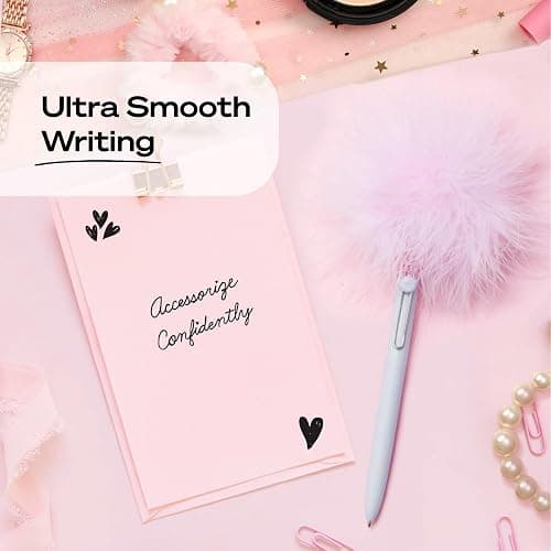 uniball™ The Elle Pen Set, Zento Gel Pens, Black Ink, 4 Count | Pink Puff included, 0.7mm Medium Point, Retractable, Smooth Writing, Quick-Drying, No Smear, No Bleed thumbnail 3