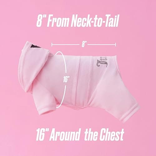 Juicy Couture Hooded Pet Juicy Bling Velour Tracksuit Chest 16 inches for Small Dogs and Cats - Pink - XS/S thumbnail 3