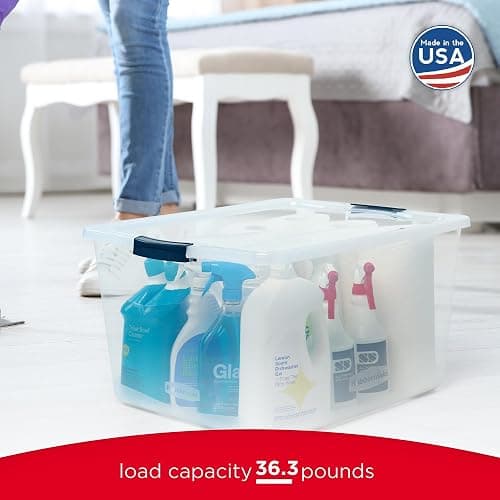 Rubbermaid Cleverstore 71 Qt Clear Storage Bins with Lids, 4-Pack, Stackable, BPA-Free, Made in USA thumbnail 6