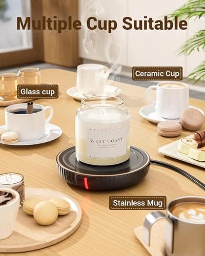 HouseGem Large Candle Warmer Plate - Coffee Cup Mug Warmer for Desk, Candle Melter, Electric Mug Heater for Beverages, Milk & Tea, Coffee Accessories Ideal Gifts Keep Cup Warm (Black) thumbnail 4