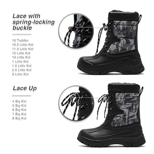 BODATU Boys' Waterproof Winter Snow Boots with Insulation for Cold Weather thumbnail 2