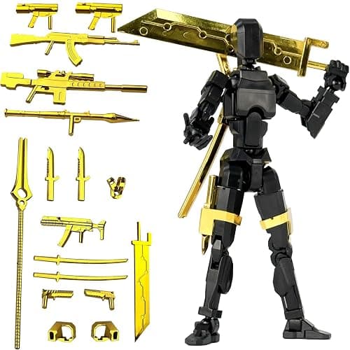 Assembly Completed T13 3D Printed Action Figures,Dummy 13 Robot 13 Movable N13 Action Figure, Lucky 13 Gift for Collectors Desktop Decorations for Game Lovers Toy (A-Metallic Green) (Black) - Image 1