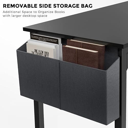 DUMOS 32 Inch Small Computer Office Desk Modern Simple Style Writing Study Work Table for Home Bedroom - Modern Black thumbnail 6