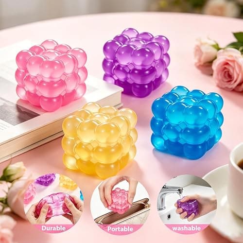 Ice Cube Squishy Fidget Toy, Squeeze Cube, Slow Rising Squeeze Cubes Fidget Toy, Sensory Stress Relief Toy for Focus and Relax Hand Muscles, Soft Handheld Squishy Cubes for Desk Fidget (Pink) thumbnail 3