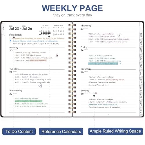 Planner 2026-2027, Weekly and Monthly Calendar Planner, JUL 2026 - JUN 2027 | Academic Year, Daily Agenda Book, A5(6.3'' x 8.5''), Sprial Bound, Inner Pocket, Office School Use thumbnail 3