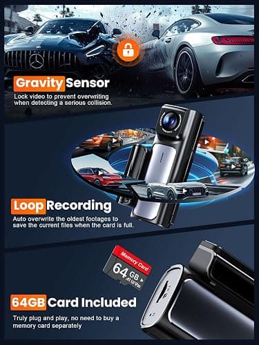 Affver 4K Dash Cam Front and Rear, Built-in 5G WiFi GPS, 64GB Card Included, 3.59'' IPS Screen Dash Camera for Cars, Dual Dashcam with G-Sensor, Loop Recording, WDR, Night Vision, 24H Parking Monitor thumbnail 6