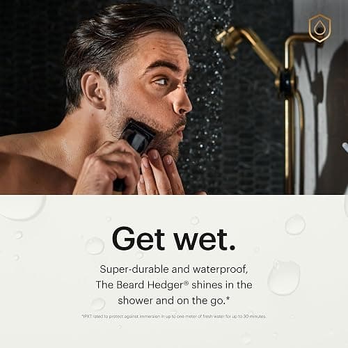 MANSCAPED® The Beard Hedger® Premium Men's Beard Trimmer, 20 Length Adjustable Blade Wheel, Stainless Steel T-Blade for Precision Facial Hair Trimming, Cordless Waterproof Wet/Dry Clipper thumbnail 3