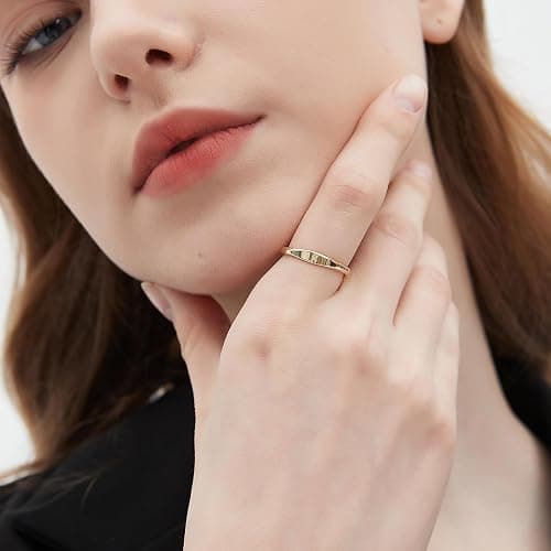 YURZA Gold Initial Rings for Women Non Tarnish Thumb Rings for Teen Girls 14K Gold plated for Women thumbnail 4