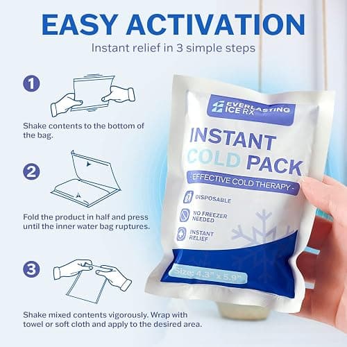 25 Pack - Instant Cold Packs - Instant Ice Packs for Injuries | Disposable Cold Compress Ice Pack for Pain Relief, Swelling, Inflammation, Sprains, Toothache - Cold Pack for Athletes thumbnail 3
