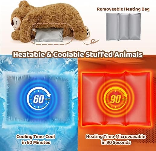 Weighted Stuffed Animals with Microwavable Heating Pad - 5lb Adjustable, Heatable & Coolable Brown Bear Stuffed Animal for Hug, Removable Inner Pad, 23 Inch Perfect Plush Gift for Kids & Adults thumbnail 5