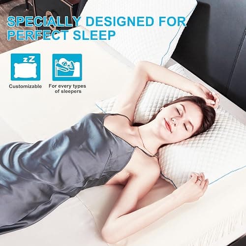 VVZ Cooling Shredded Memory Foam Pillows King Size 2 Pack, Adjustable Firm Bed Pillows for Side Back Stomach Sleepers, Luxury Gel Pillow for Hot Sleepers with Breathable Washable Cover thumbnail 8