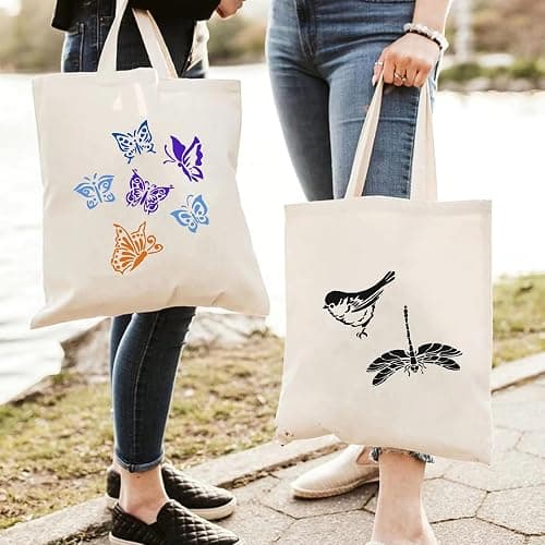 JSRQT 12Pcs Spring Stencils for Painting on Wood Craft Canvas Walls,Hummingbird Butterfly Dragonfly Drawing Template, Reusable DIY Home Decor Craft Stencil,5.6 x 4.1” thumbnail 6