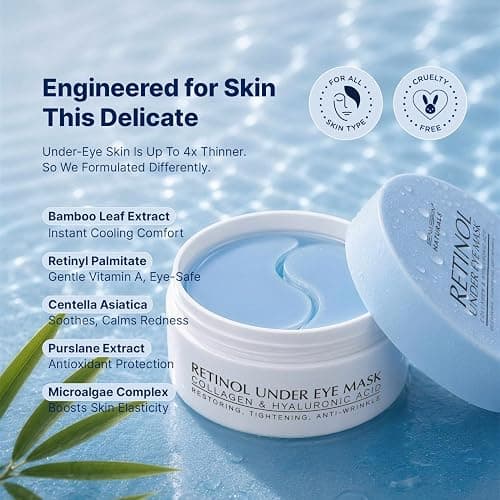 Under Eye Patches for Dark Circles: 30 Pairs Retinol Collagen Eye Gel Masks - Refreshing Under Eye Care for Appearance of Wrinkles & Puffiness - Gift for Moms Travelers Night Workers (Navy) thumbnail 5