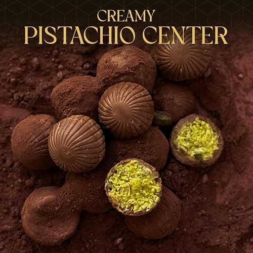 BeeMax Dubai Style Chocolate Truffles - 4.24oz Resealable Pouch (Pack of 1) - Made w/ Premium Milk Chocolate, Pistachio Cream, & Crunchy Kadaifi - Middle Eastern Gourmet Candy - For Gift or Special Occasions thumbnail 2