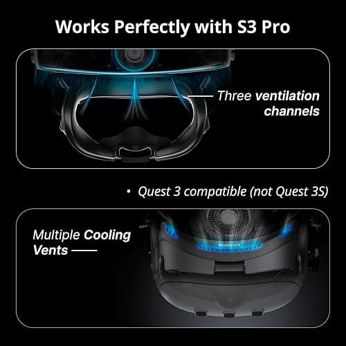 BOBOVR F3 Facial Interface,Compatible with Quest 3, Cooling Facial Cover with 3-Channel Ventilation, Adjustable FOV, Glasses-Friendly Design & Soft Lycra Nose Guard [oculus_quest] thumbnail 2