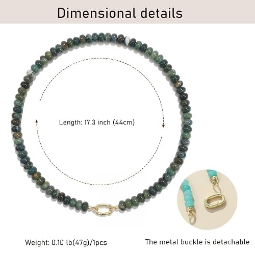 ROISE LADY Beaded Natural Stone Necklaces for Women Choker Gemstone Bead Summer Beach Jewelry Necklace thumbnail 4