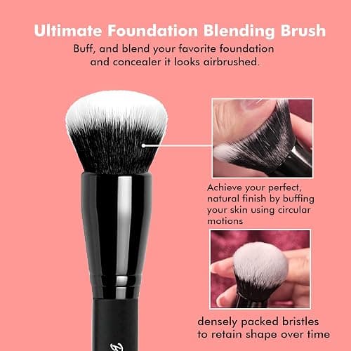 Bueart Design Ultimate Blending makeup Brush with Liquid Blush brush Ideal For Applying & Blending liquid Cream Foundation,Bronzer & Blush mineral powder, Soft, Dense Bristles, Vegan & Cruelty-free,M9 thumbnail 6