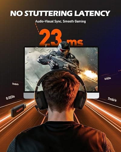 NUBWO Wireless Gaming Headset with Mic for Ps5 Ps4 PC, Zero Interference, 100-Hour Battery All-Day Play, 23ms Sync​ for Fortnite & Call of Duty/FPS Gamers, Triple Mode All Devices Compatible - Orange thumbnail 5