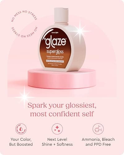 Glaze Super Gloss Color Conditioning Gloss – Cocoa Lights for Medium to Dark Brown Hair with Highlights – Rinse Out Semi-Permanent Hair Gloss that Enhances Color and Boosts Shine & Hydration thumbnail 3