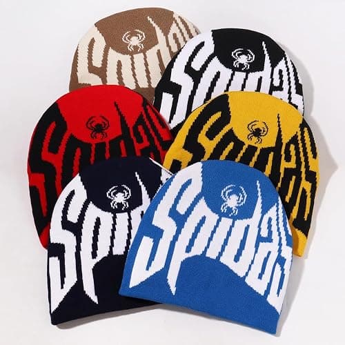 2THESTARS Y2K Beanie for Men Women Knitted Hat Winter Cap Gothic Spider Web Design Warm Skullies Cold Weather Knit Outdoor thumbnail 4