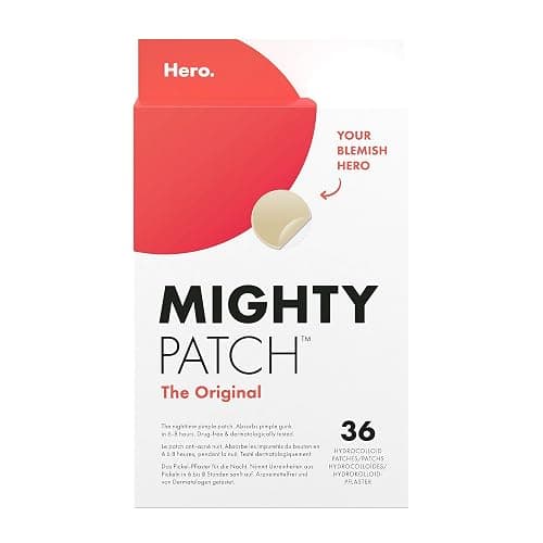 Hero Cosmetics Mighty Patch Original – Patch Bouton Nuit – Résultats en 6H – Technologie Hydrocolloïde – Absorbe les Impuretés & Réduit les Boutons – Format 36 Patchs - Image 1