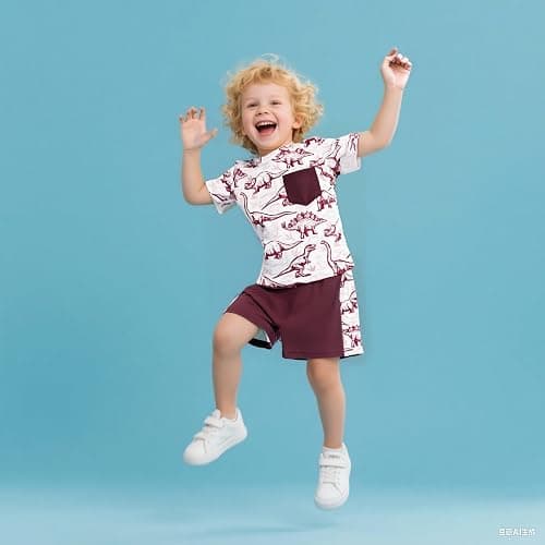 Klyatpxoen 2-7 T Toddler Baby Boy Outfits Shorts Sleeve Summer Beach Cocos T Shirts + Shorts Clothing Set thumbnail 2