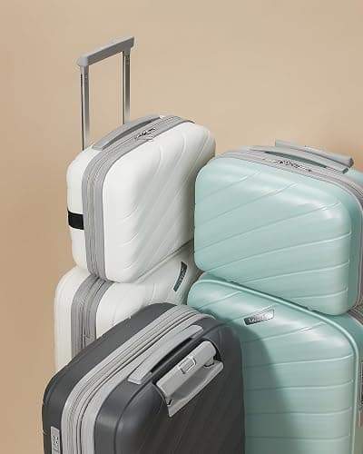 LUGGEX Carry on Luggage with Charger, Lightweight Suitcase 2 Piece with Spinner Wheels (Mint, 14/20) thumbnail 7