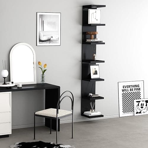 LitaEther Versatile 7 Tier Wall Shelf Unit,Black Lack Wall Shelf,Display Floating Shelf with LED Remote Control Light thumbnail 4