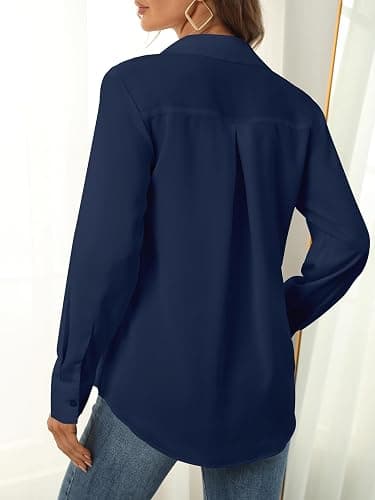 hearain Women's Button Down Shirts Long Sleeve Basic Classic Soft Shirt Collared Fashion Dressy Casual Blouses thumbnail 2