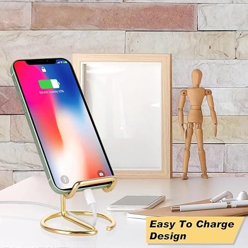 ROPOSY Cell Phone Stand for Desk, Cute Metal Gold Cell Phone Stand Holder Desk Accessories, Compatible with All Mobile Phones, iPhone, iPad thumbnail 3