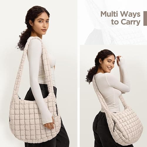 Puffer Tote Bag for Women Large Quilted Tote Bag Quilted Carryall Bag Soft Puffy Crossbody Bag Hobo Handbags Puff Purse thumbnail 2
