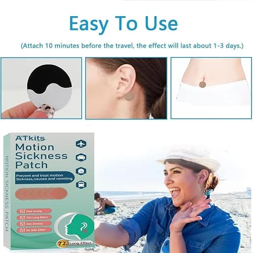 Motion Sickness Patches, 40 Count Sea Sickness Patch for Cruise,Nausea Patches, No Side Effects for Car and Boat Rides, Ships, Cruise and Airplane & Other Forms of Transport thumbnail 5