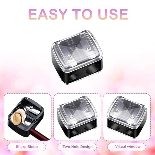 Makeup Pencil Sharpener, 4 Pack Dual Hole Cosmetic Pencil Sharpener for Lip Liner Eyeliner and Brow Pencils, Cosmetic Manual Tools for Women and Makeup Artists,Stainless Steel Blades and Plastic Cover thumbnail 3