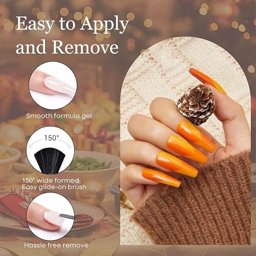 Modelones Gel Nail Polish Set, 6 Colors 2025 Christmas Nude Brown Burnt Orange Glitter Gel Polish Dark Red Wine Burgundy Maroon Nail Polish Soak Off Winter Nail Art Manicure Kit DIY Salon Gift thumbnail 5
