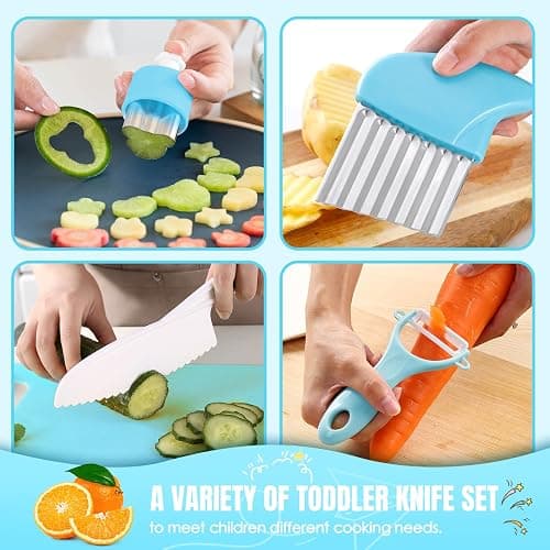 37PCS Kids Cooking Sets Real, Kids Cooking and Baking Gift Set with Storage Case Timer Kid Safe Knives Cutting Board, Toddler Real Kitchen Accessories, Birthday Gifts for Girls Boys Age 3 - 8 thumbnail 5