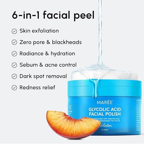 MAREE Glycolic Acid Pads - Toner Pads for Face Cleansing - Exfoliating Pad with Tea Tree Oil, Salicylic Acid & Vitamins E, B3, B5 - Acne Clearing, Skin Pore Resurfacing & Radiance Device - 50 Count thumbnail 4