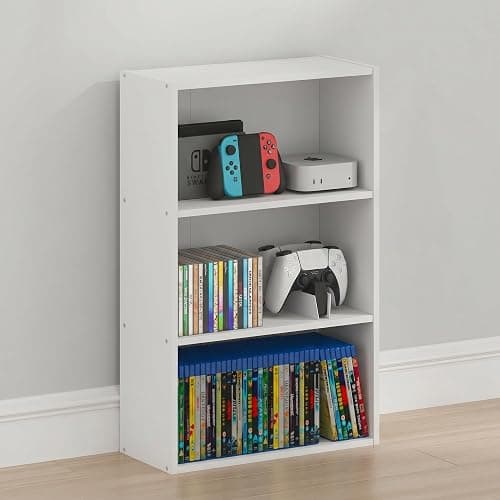 Furinno Basic DVD Shelf, 3-Tier CD Rack, Cube Storage, White | 7 x 17 x 26, Open Shelf for DVD Blueray Game Disc, Organizer Media Shelf, for Living Room, Bedroom, Home Office thumbnail 5