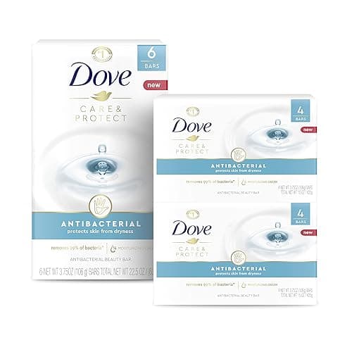 Dove Beauty Bar For All Skin Types Antibacterial Protects from Skin Dryness 3.75 oz 14 Bar - Antibacterial - 3.75 Ounce (Pack of 14)