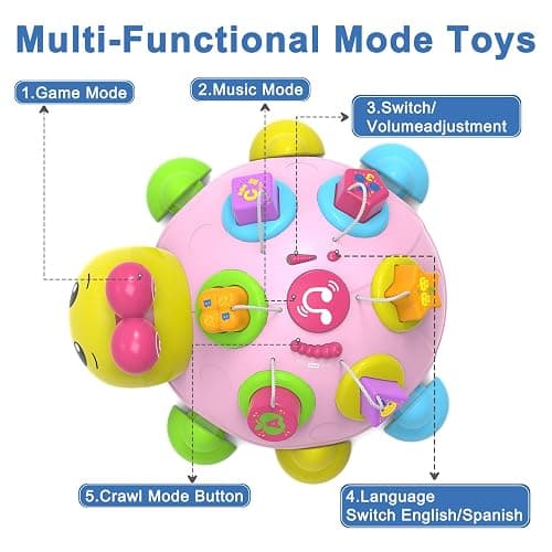 Baby Musical Ladybug Crawling Toys,Baby Toy 6-12 Months with Light-up Music, Early Educational Learning Montessori Toy, Infant Gift Toys for 7 8 9 10 11 Months 1-2 Years Old Newborn Girls (Pink) thumbnail 3