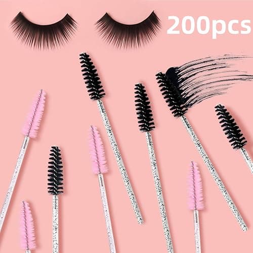 200 Pcs Disposable Mascara Wands,Lash Spoolies Crystal Eyebrow Spoolies Brush Eyelash Applicator Tool Spoolies for Eyebrow,Used for Eyelash Extension Eyebrows Cosmetics(Black and Pink) thumbnail 5
