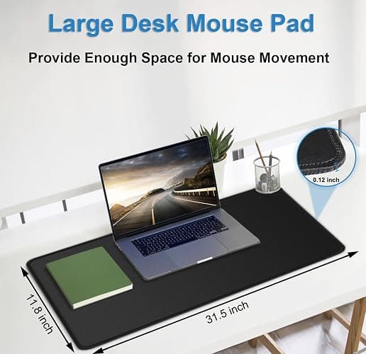 Extra Large Mouse Pad 31.5 x 11.8 in, Gaming Mousepad with Stitched Edges, Premium Microfiber Cloth Surface, Waterproof Non-Slip Base Keyboard Desk Mat for Home Office Gaming, Black - Black - 31.5L x 11.8W inches thumbnail 5