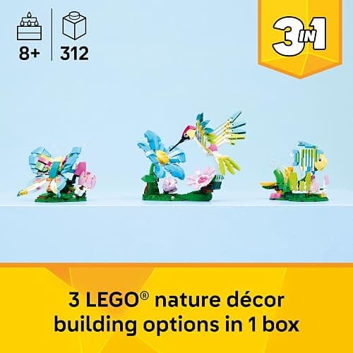 LEGO Creator 3 in1 Wild Animals: Colorful Hummingbird Building Toy for Girls, Boys, & Kids, Ages 8+ - Build a Bird, Butterfly, or Tropical Fish - Gift Idea for Birthdays - 31384 thumbnail 2