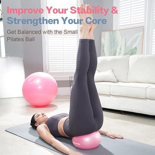 kisnbld Small Exercise Ball, 9 Inch Mini Pilates Ball, Anti Burst and Slip Resistant Mini Yoga Ball for Stability, Fitness, Physical Therapy, Stretching & Core Strength Workout at Home Gym & Office thumbnail 2