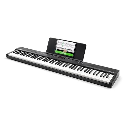 Alesis 88 Key Keyboard Piano with 480 Sounds, Speakers, USB MIDI, Sheet Music Tablet Rest, Power Adapter and Piano Lessons for Beginners thumbnail 10